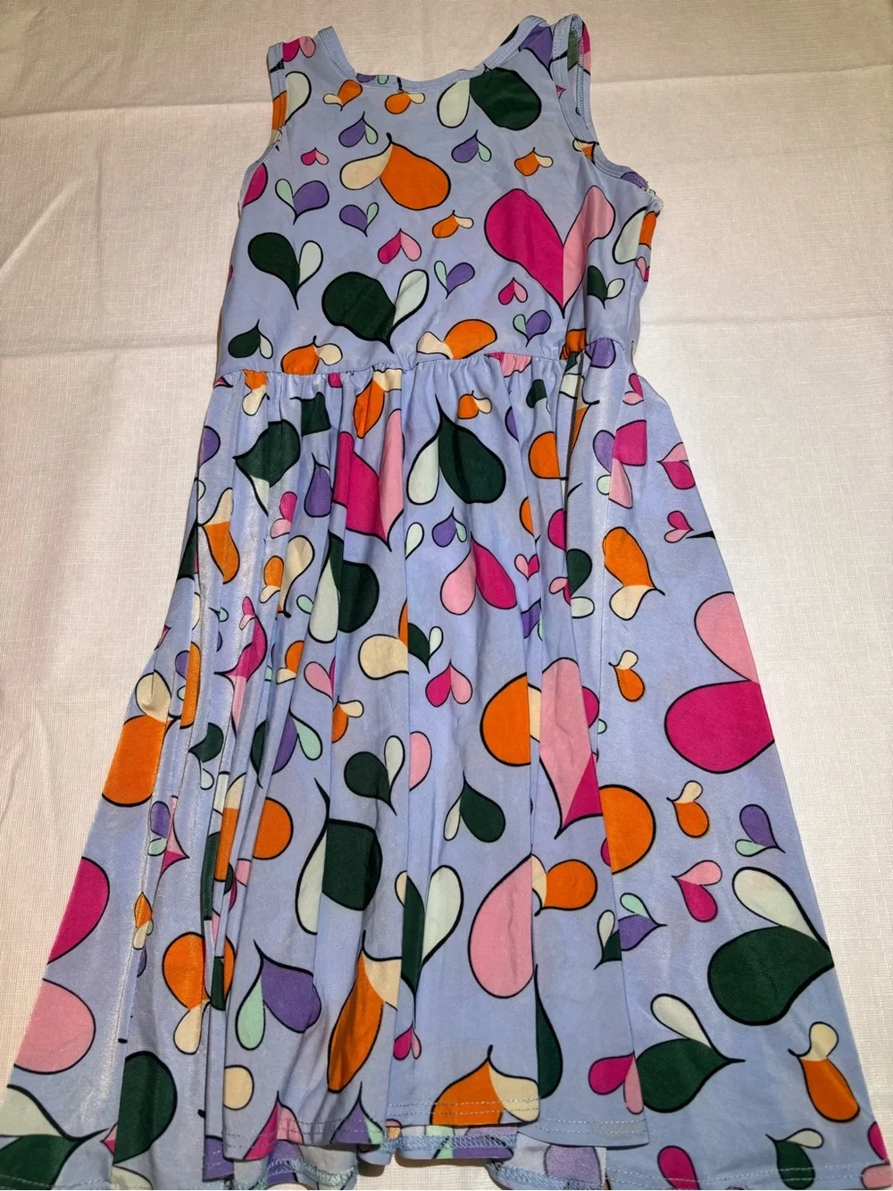 Dot Dot Smile Lavender Heart-Print Sleeveless Dress with Multicolor Hearts
